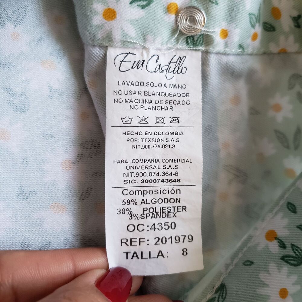 Eva Castillo Floral Denim Jean Jacket Girls 8 Button Front Long Sleeve Kids - Picture 8 of 11